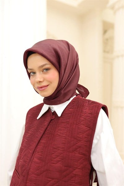 Silk Home Desenli Shiny Eşarp - 8647 - Yeni Bordo