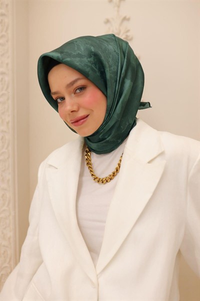 Silk Home Desenli Shiny Eşarp - 8647 - Yeşil