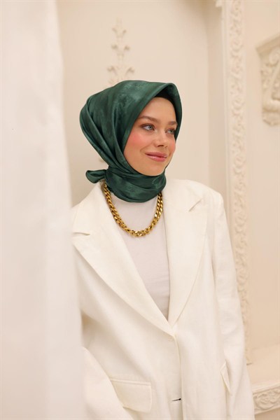 Silk Home Desenli Shiny Eşarp - 8647 - Yeşil