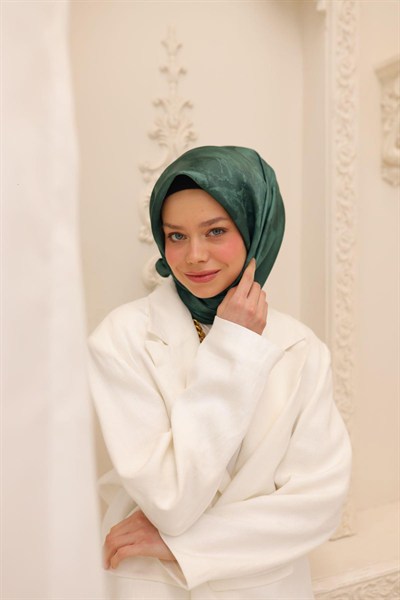 Silk Home Desenli Shiny Eşarp - 8647 - Yeşil