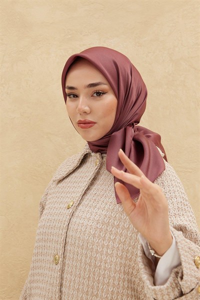 Silk Home Düz Shiny Eşarp - Koyu Gül Kurusu