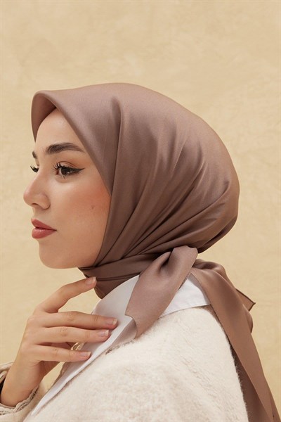 Silk Home Düz Shiny Eşarp - Koyu Vizon