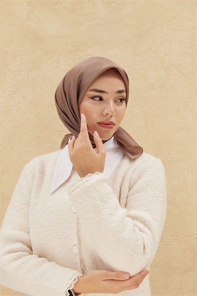 Silk Home Düz Shiny Eşarp - Koyu Vizon