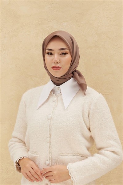 Silk Home Düz Shiny Eşarp - Koyu Vizon