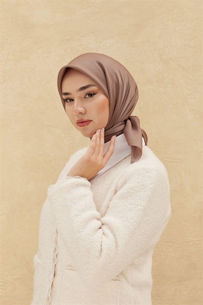 Silk Home Düz Shiny Eşarp - Koyu Vizon