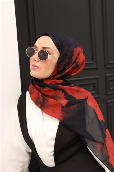 Silk Home Nariya Şal - 90006 - Siyah Kırmızı