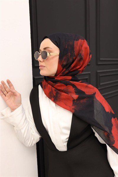 Silk Home Nariya Şal - 90006 - Siyah Kırmızı