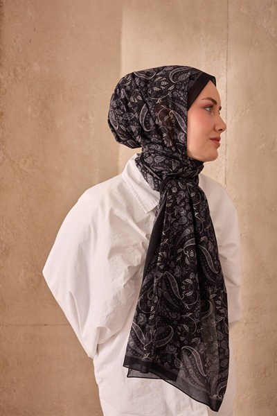 Silk Home Nariya Şal - 90009 - Siyah Gri