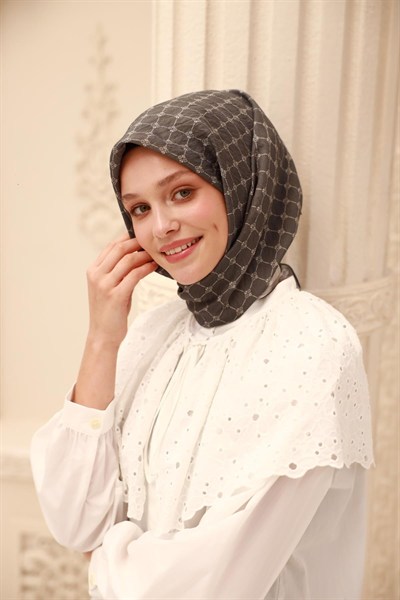Silk Home Olinda Eşarp - 48004 - Antrasit Ekru