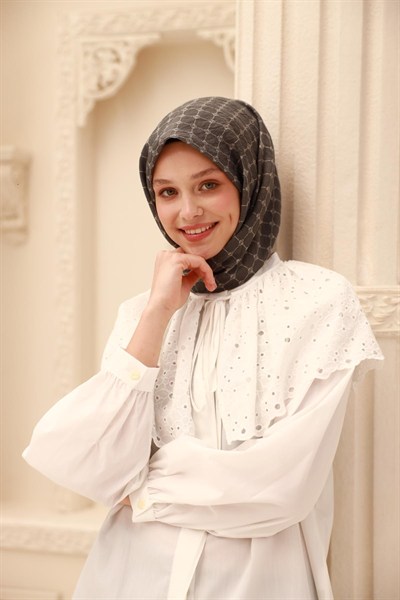 Silk Home Olinda Eşarp - 48004 - Antrasit Ekru