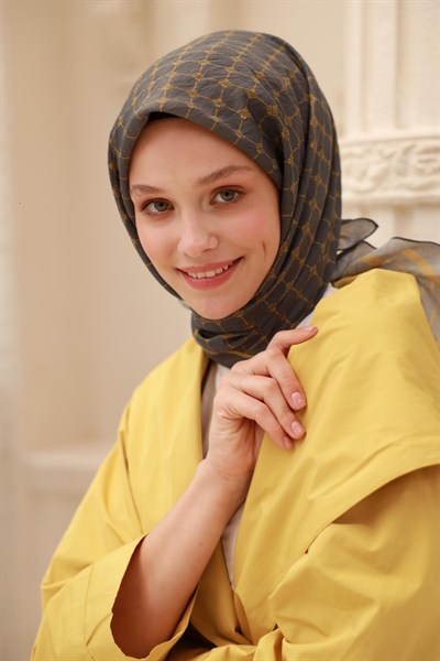 Silk Home Olinda Eşarp - 48004 - Füme Sarı