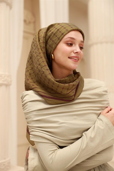 Silk Home Olinda Eşarp - 48004 - Haki Mor