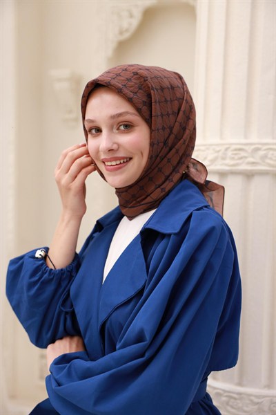 Silk Home Olinda Eşarp - 48004 - Kahverengi Lacivert