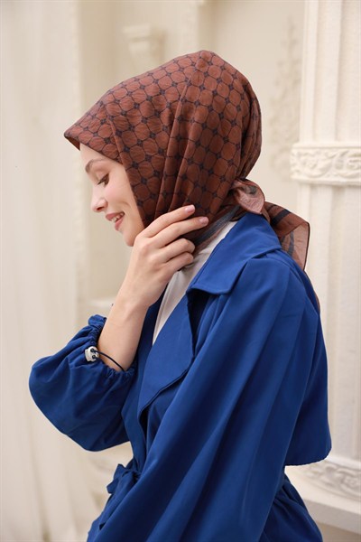 Silk Home Olinda Eşarp - 48004 - Kahverengi Lacivert