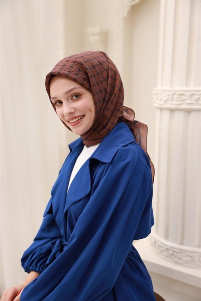 Silk Home Olinda Eşarp - 48004 - Kahverengi Lacivert