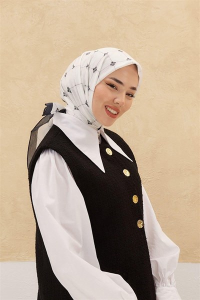 Silk Home Olinda Eşarp - Beyaz Siyah