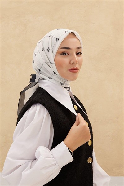 Silk Home Olinda Eşarp - Beyaz Siyah