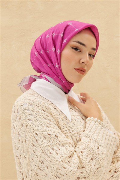 Silk Home Olinda Eşarp - Fuşya Gri