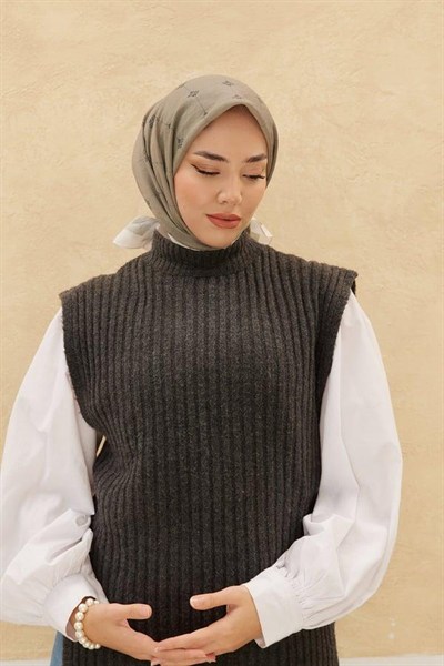 Silk Home Olinda Eşarp - Haki Beyaz
