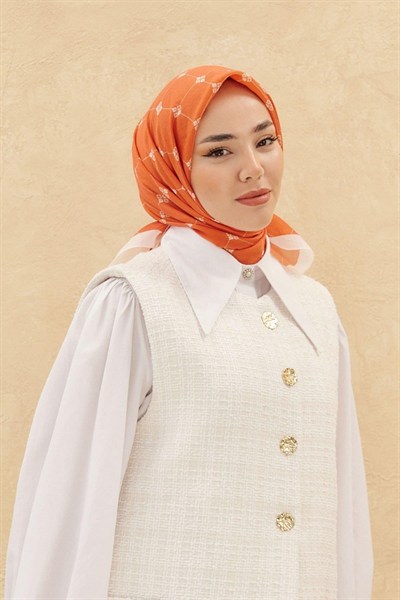 Silk Home Olinda Eşarp - Kiremit Beyaz