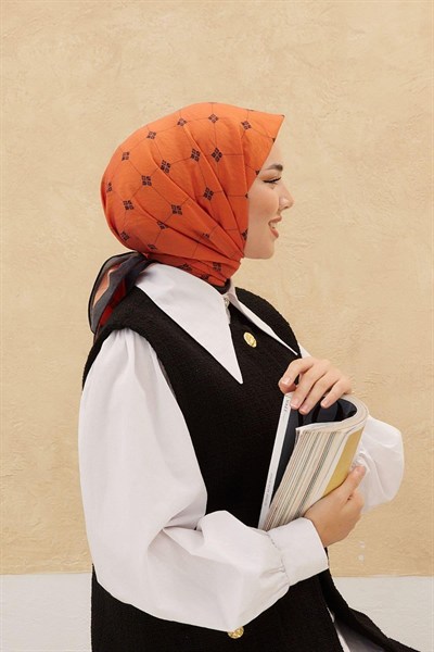 Silk Home Olinda Eşarp - Turuncu Siyah