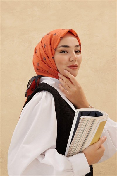 Silk Home Olinda Eşarp - Turuncu Siyah