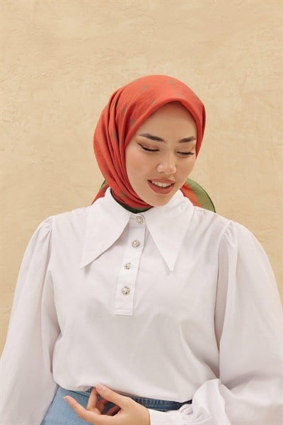 Silk Home Olinda Eşarp - Turuncu Yeşil