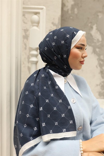 Silk Home Olinda Şal - 49003 - Lacivert Beyaz