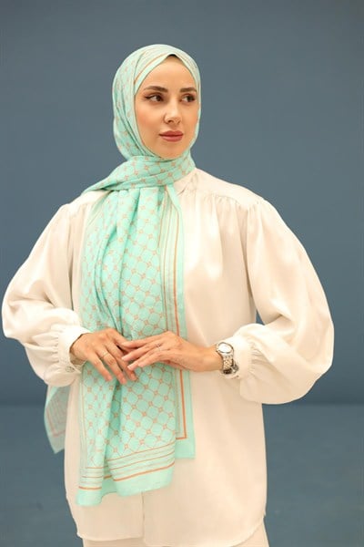 Silk Home Olinda Şal - 49005 - 14 Turkuaz Yeşili Turuncu