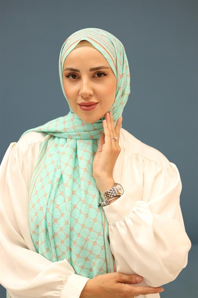 Silk Home Olinda Şal - 49005 - 14 Turkuaz Yeşili Turuncu