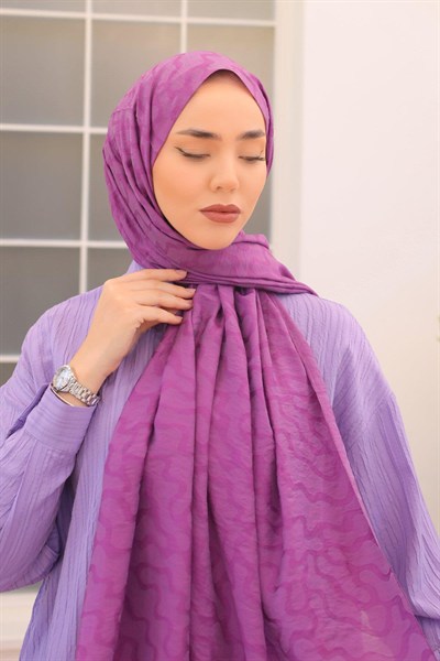 Silk Home Olinda Şal - Dalga Desenli - Mor