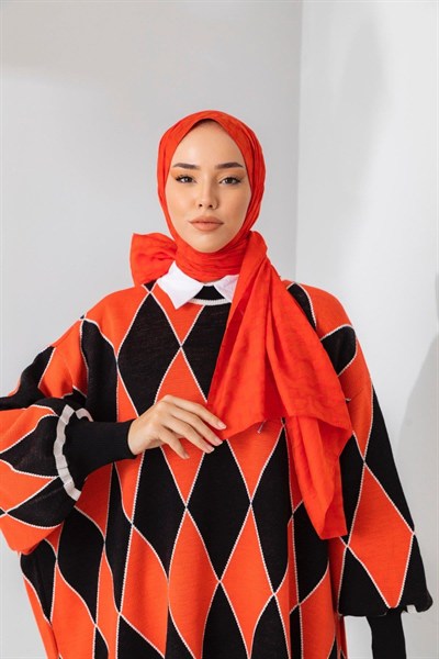 Silk Home Olinda Şal - Dalga Desenli - Mercan