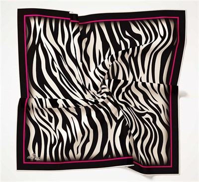 Silk Home Twill Eşarp - Zebra Desen - Fuşya