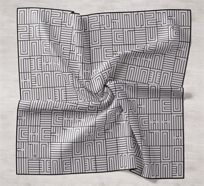 Silk Home Twill İpek Eşarp - 11390-02 Krem Siyah