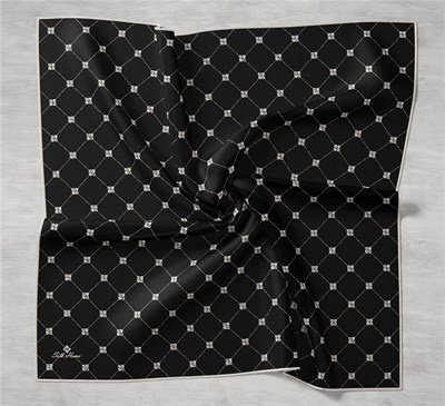 Silk Home Twill İpek Eşarp - 11392-04 Siyah Ekru