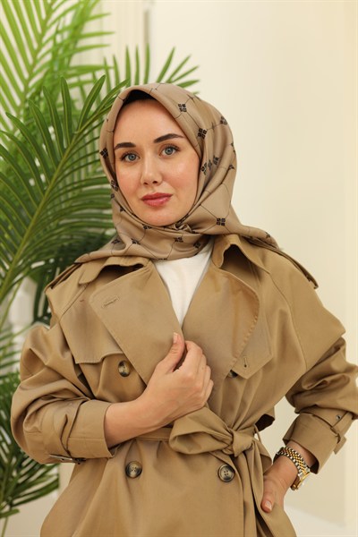 Silk Home Twill İpek Eşarp - 11392-16 Vizon Siyah