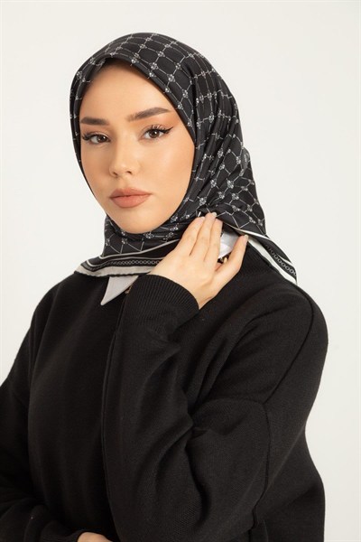Silk Home Twill İpek Eşarp - 11393-21 Siyah Krem