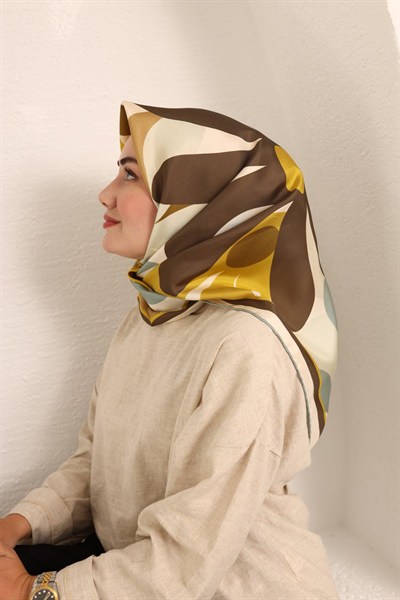 Silk Home Twill İpek Eşarp - 11408-39 Yağ Yeşili Hardal