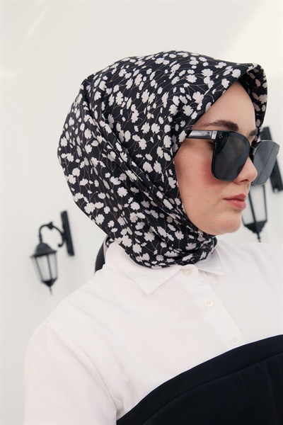 Silk Home Twill İpek Eşarp - 11412-03 Siyah Krem