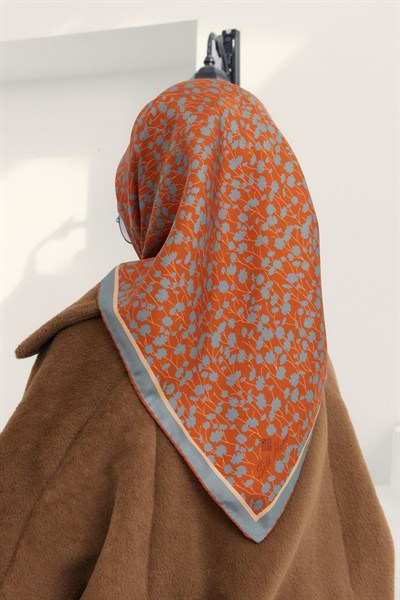 Silk Home Twill İpek Eşarp - 11412-17 Kiremit Çağla