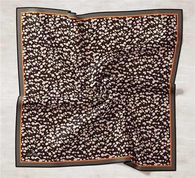 Silk Home Twill İpek Eşarp - 11412-28 Siyah Turuncu