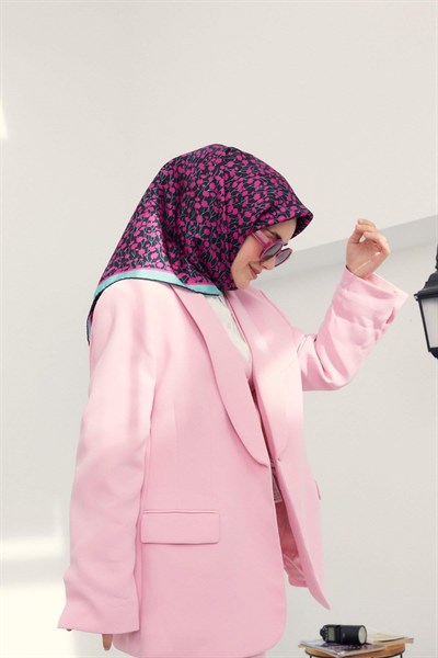 Silk Home Twill İpek Eşarp - 11412-29 Siyah Fuşya