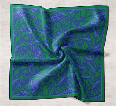 Silk Home Twill İpek Eşarp - 11419-02 Yeşil Mavi Mor