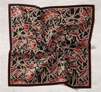 Silk Home Twill İpek Eşarp - 11419-13 Siyah Kırmızı Vizon