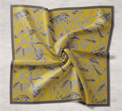 Silk Home Twill İpek Eşarp - 11419-35 Gri Füme Sarı