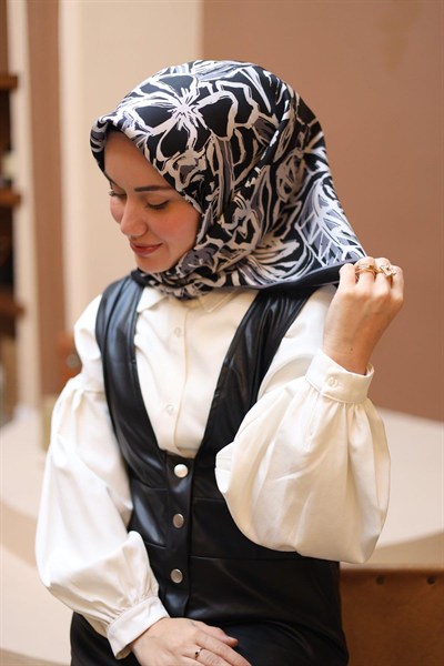 Silk Home Twill İpek Eşarp - 11419-40 Siyah Gri