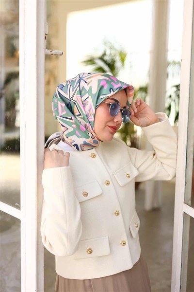 Silk Home Twill İpek Eşarp - 11427-52 Lacivert Çağla