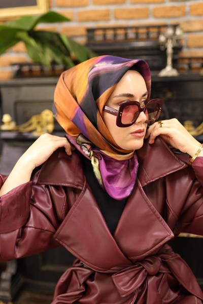Silk Home Twill İpek Eşarp - 11448-41 Mürdüm Siyah