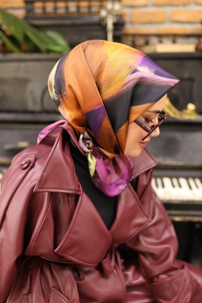 Silk Home Twill İpek Eşarp - 11448-41 Mürdüm Siyah