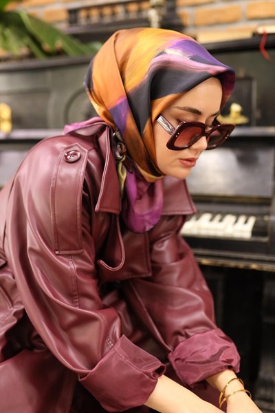Silk Home Twill İpek Eşarp - 11448-41 Mürdüm Siyah